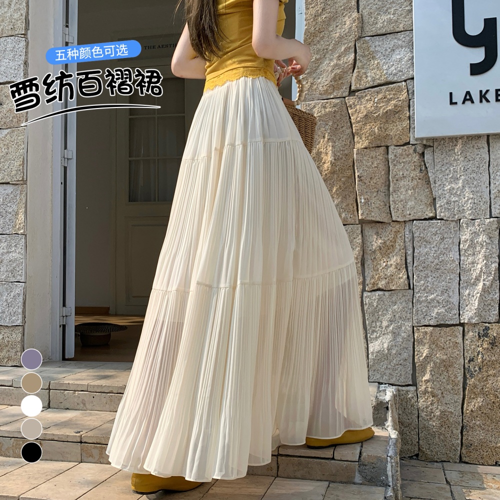 Big skirt A-line slim long skirt drape summer skirt