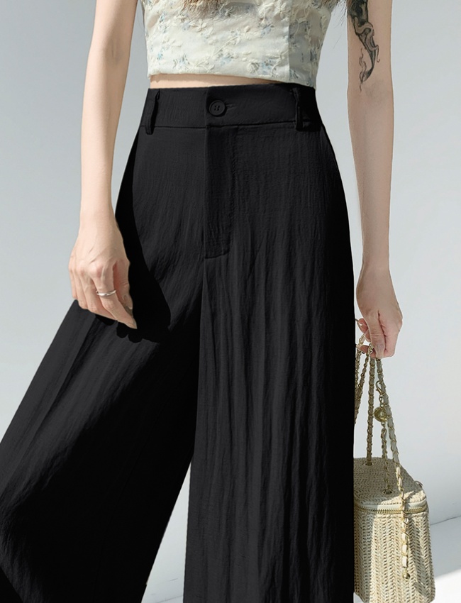 Summer Pseudo-two culottes flax wide leg pants for women