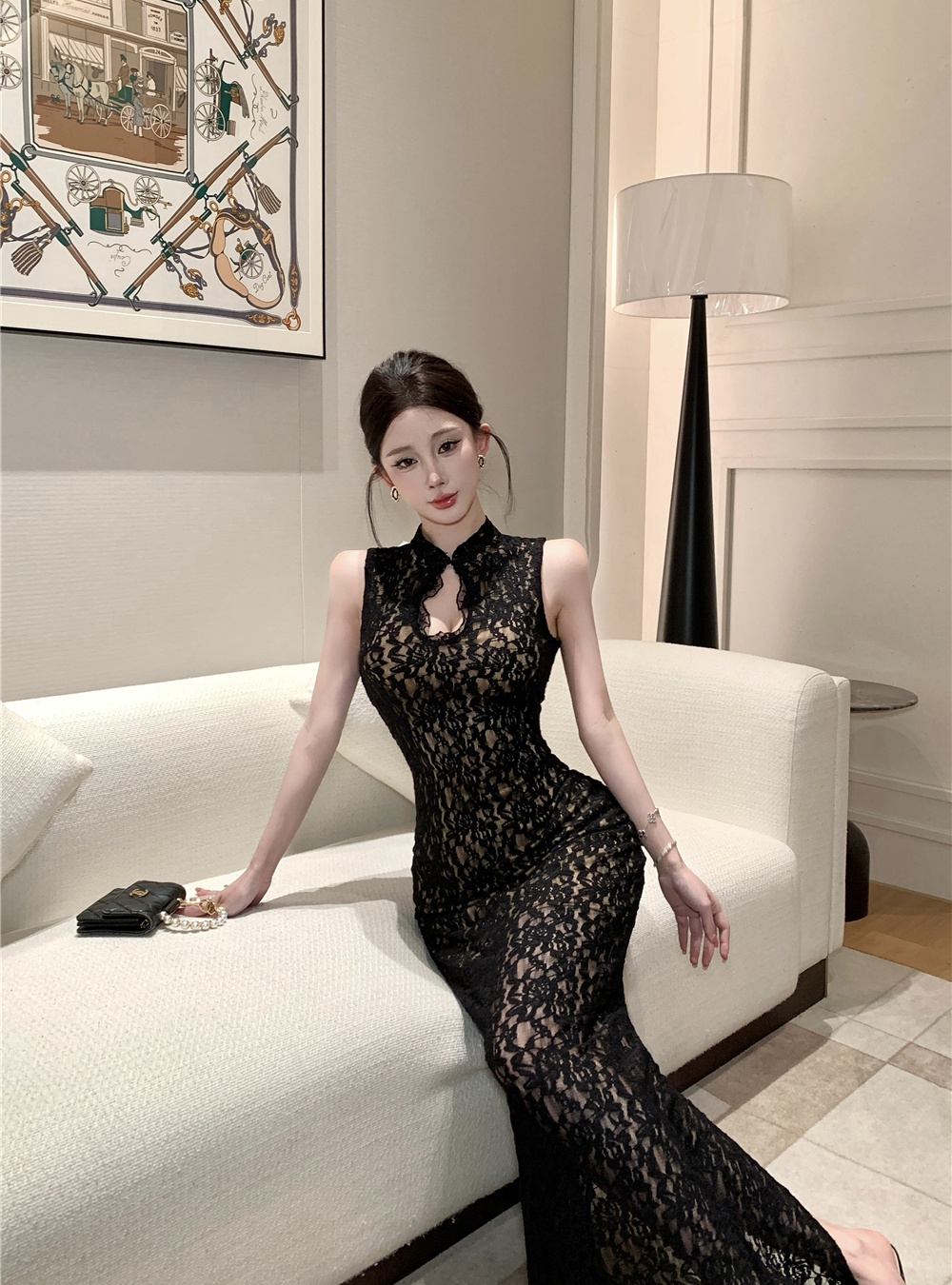 Package hip temperament summer dress sexy lace long dress for women