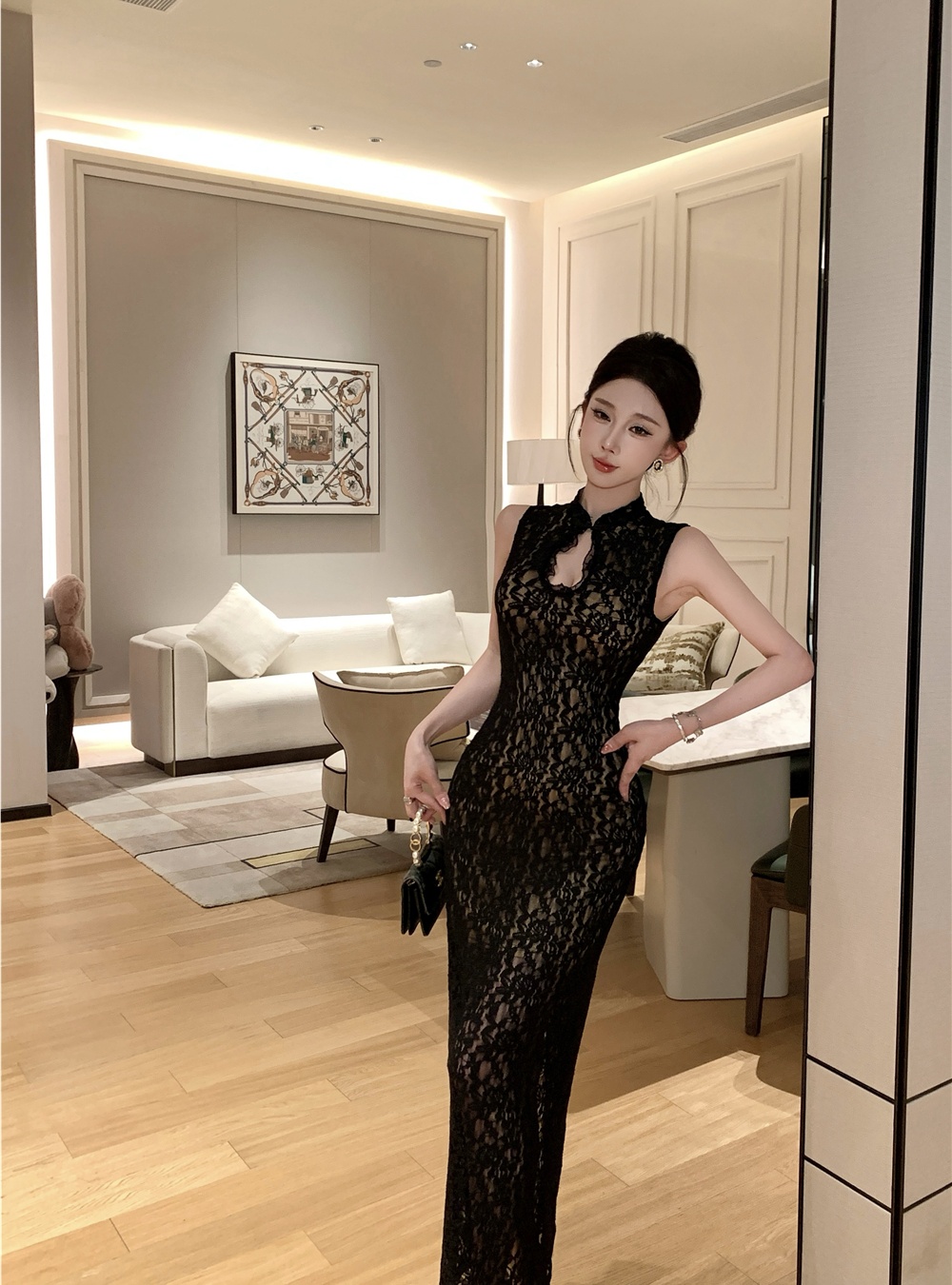 Package hip temperament summer dress sexy lace long dress for women