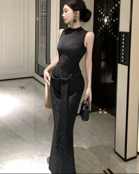 European style sleeveless long dress liangsi long dress