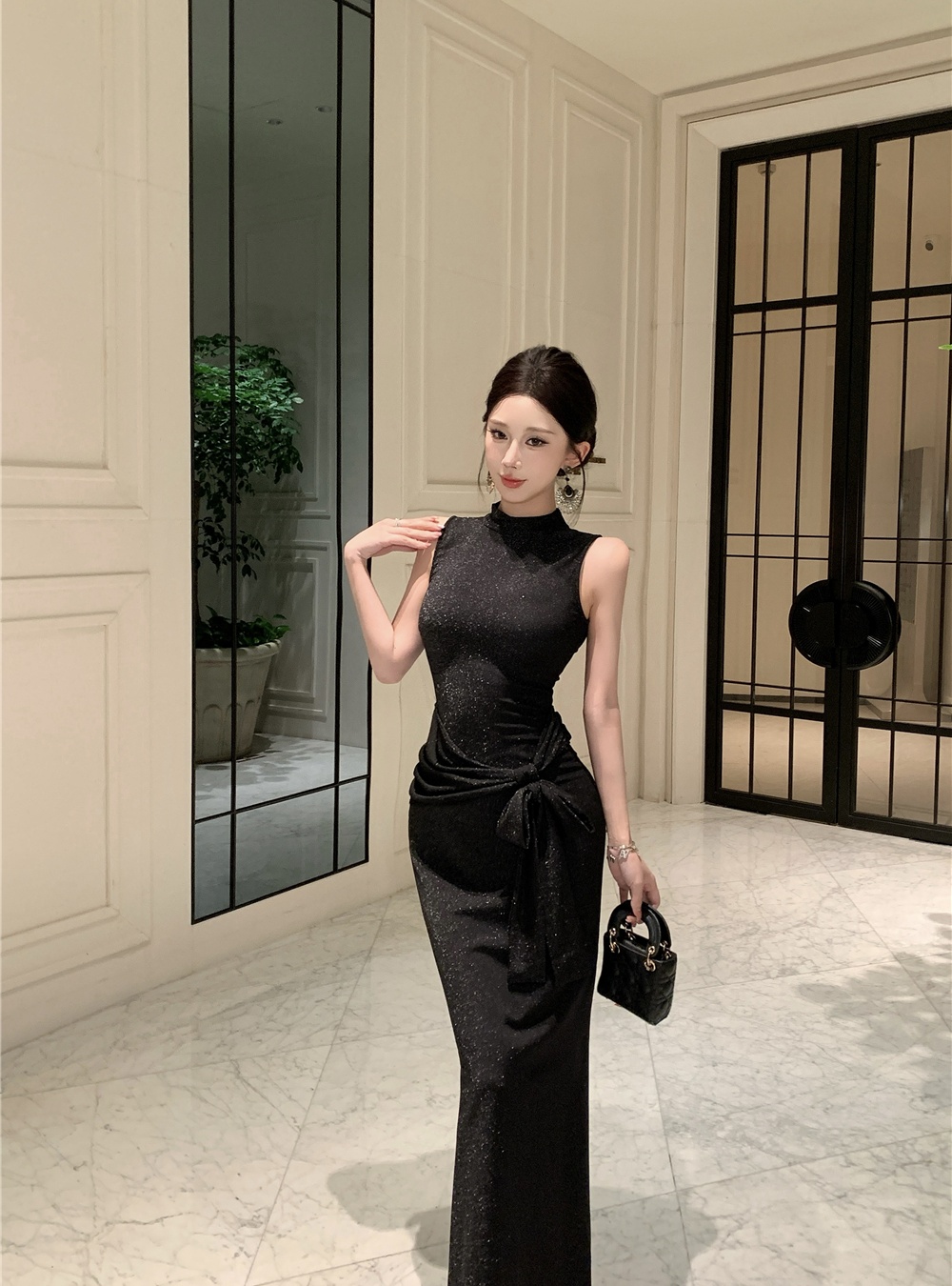 European style sleeveless long dress liangsi long dress