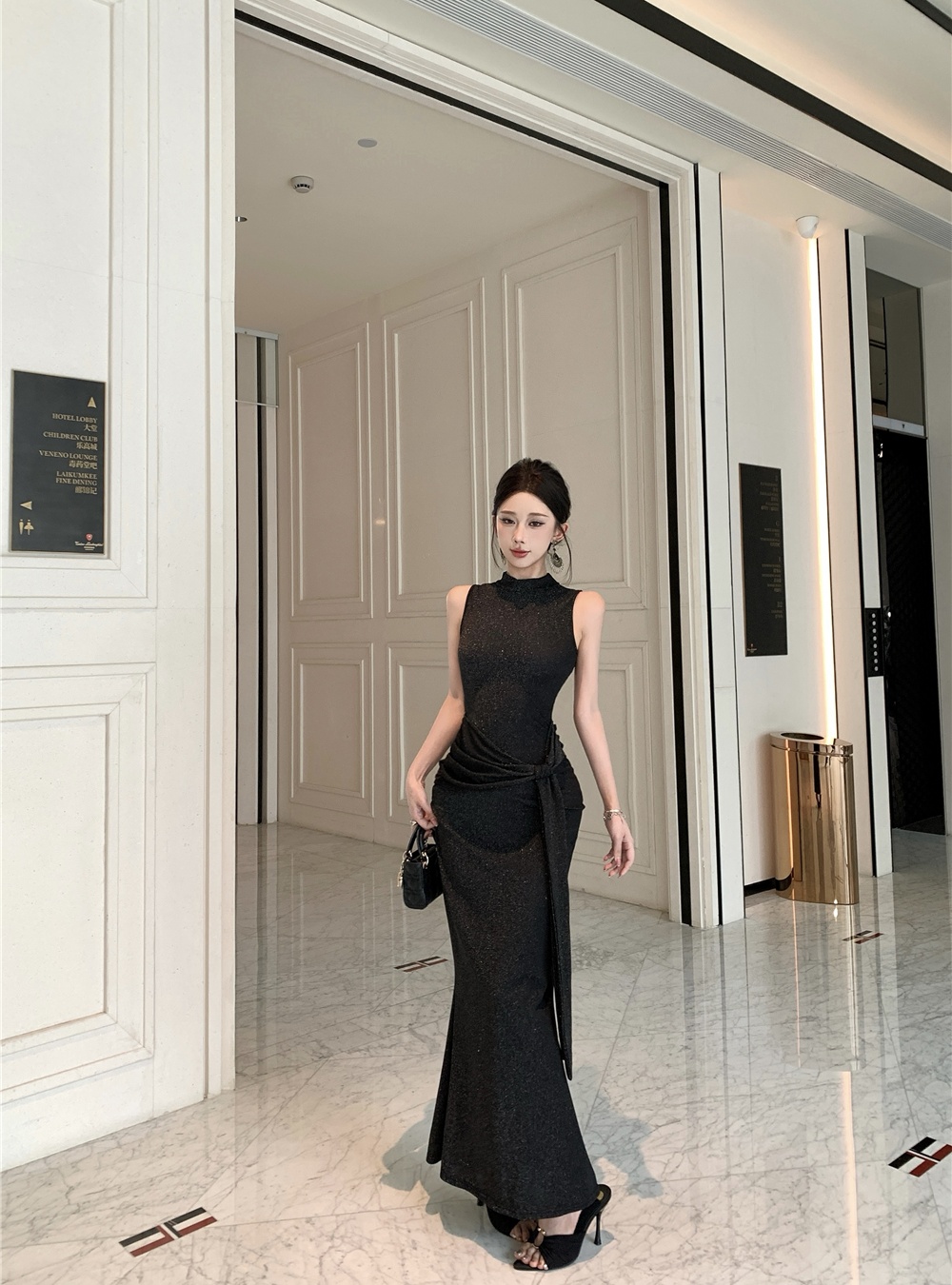 European style sleeveless long dress liangsi long dress