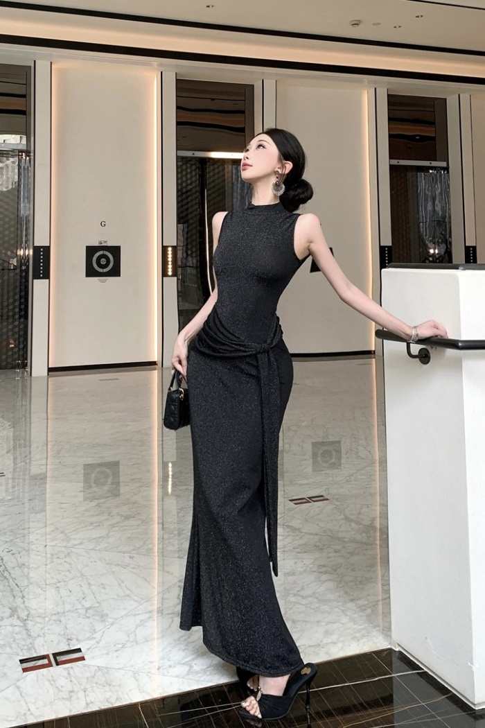 European style sleeveless long dress liangsi long dress