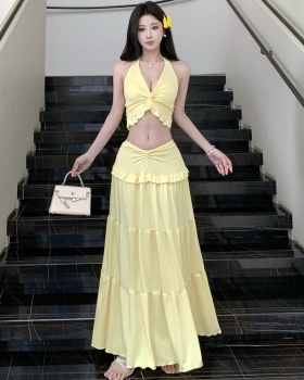 Seaside A-line tops enticement summer skirt 2pcs set