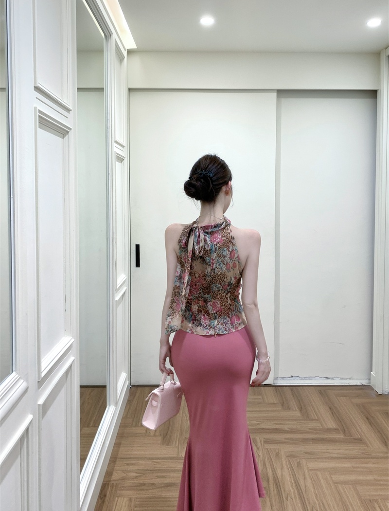 Bow spicegirl tops halter skirt a set for women