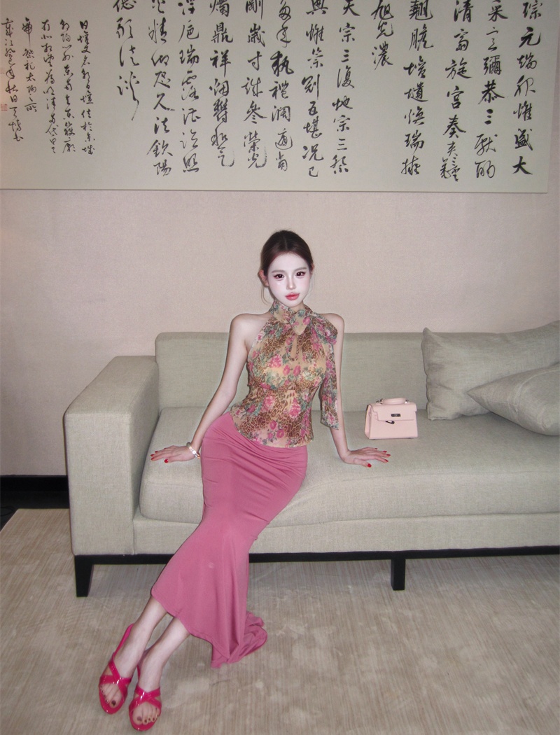 Bow spicegirl tops halter skirt a set for women