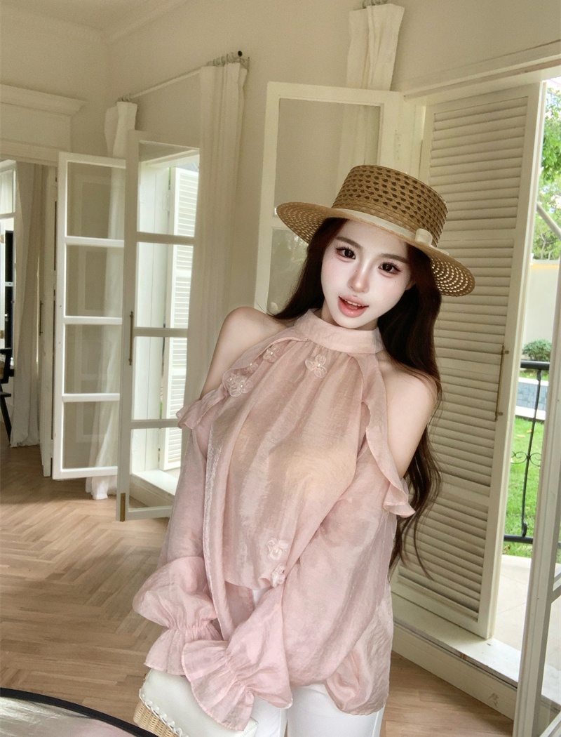 Long sleeve shirt halter small shirt for women