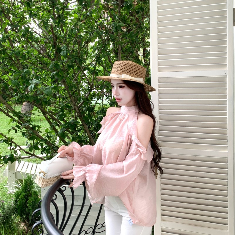 Long sleeve shirt halter small shirt for women