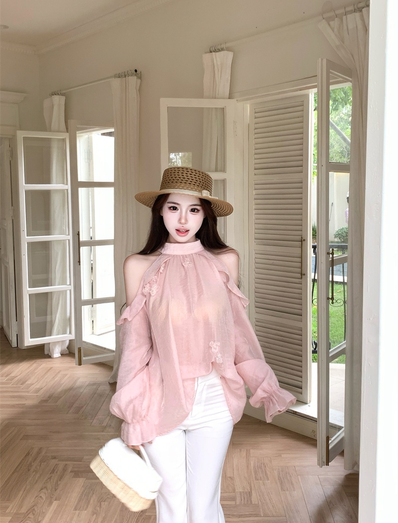 Long sleeve shirt halter small shirt for women