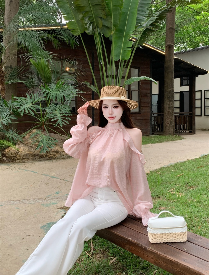 Long sleeve shirt halter small shirt for women