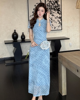 Chinese style dress drops of water collar long dress