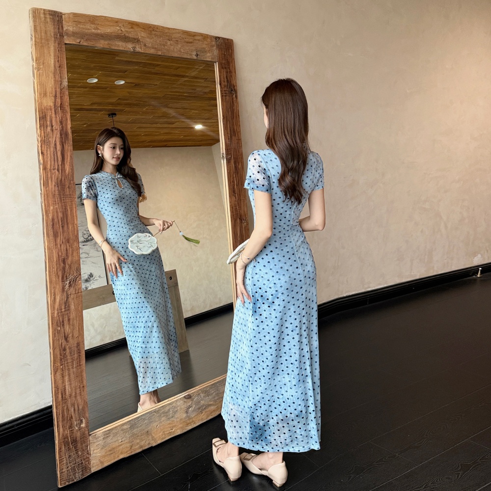 Chinese style dress drops of water collar long dress