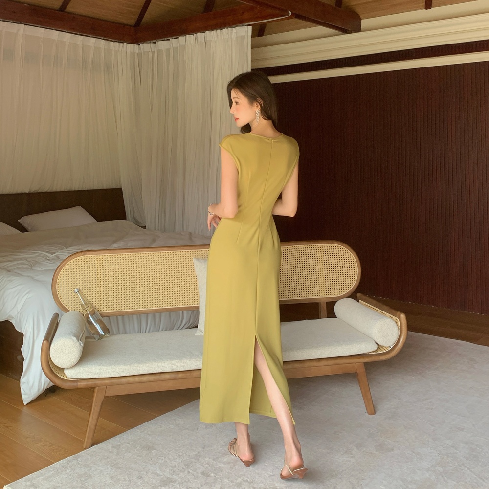 Slim fold dress drops of water collar long dress