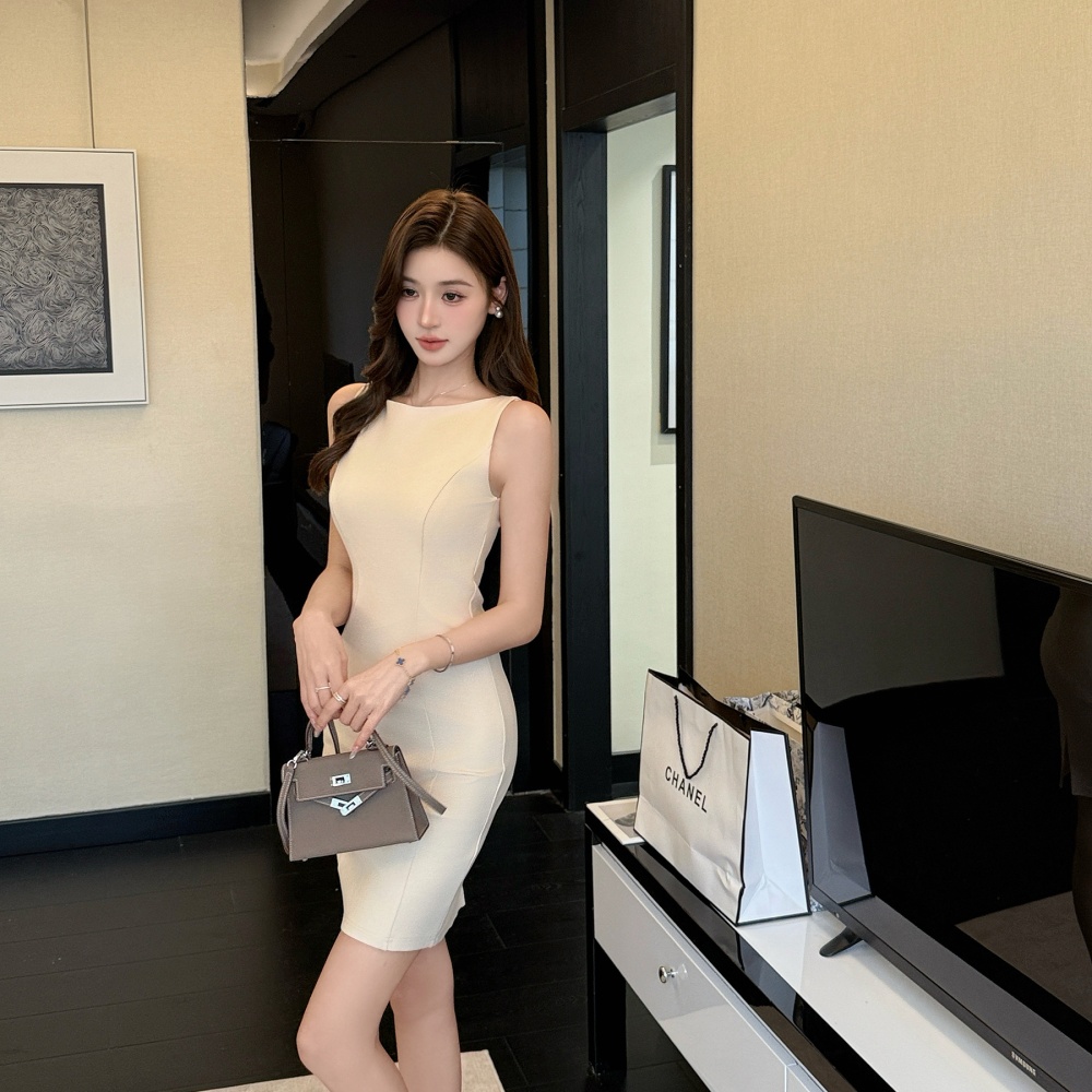 Summer slim autumn package hip cotton light knitted dress