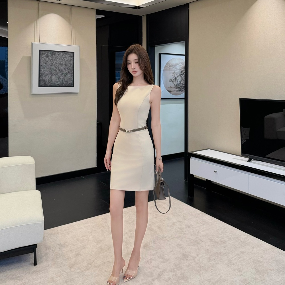 Summer slim autumn package hip cotton light knitted dress