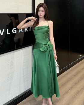 Slim sling formal dress satin dress for women