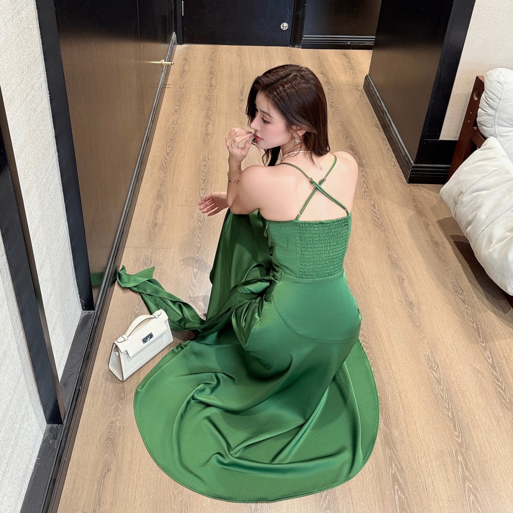 Slim sling formal dress satin dress for women