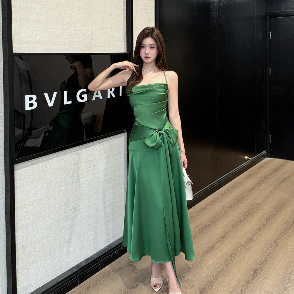 Slim sling formal dress satin dress for women
