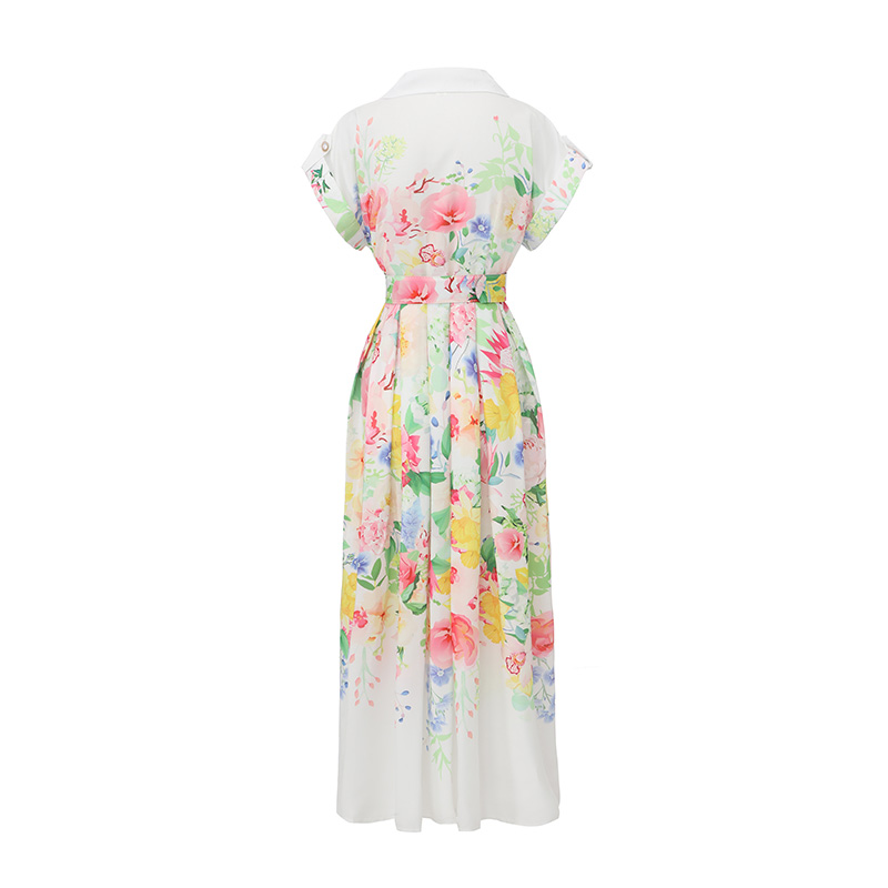 Long painting spring and summer flowers dress