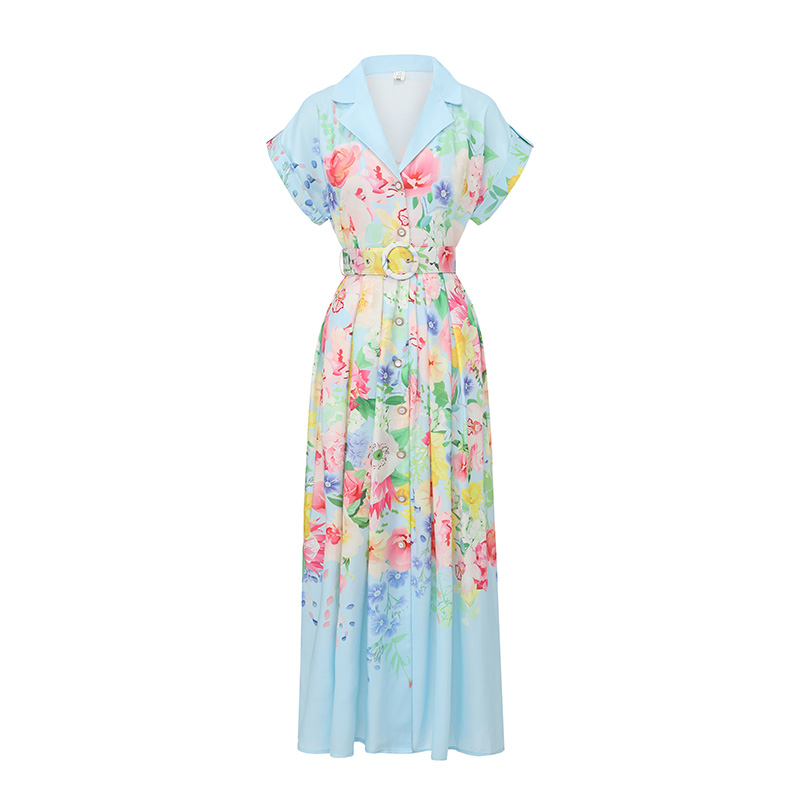 Spring and summer long painting flowers dress