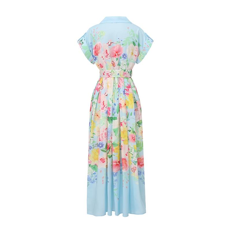 Spring and summer long painting flowers dress