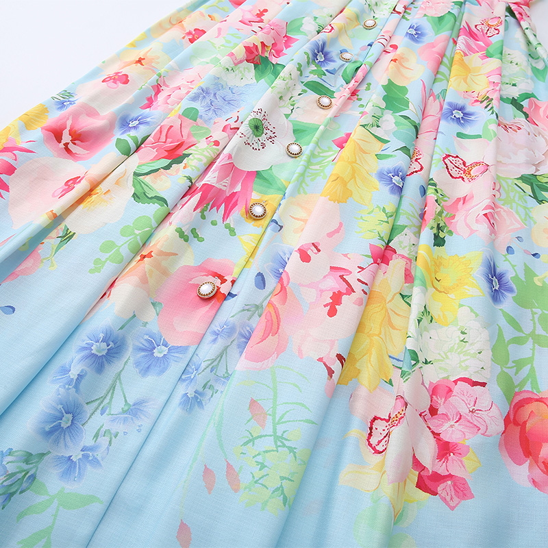 Spring and summer long painting flowers dress