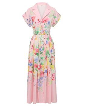 Long spring and summer painting flowers dress