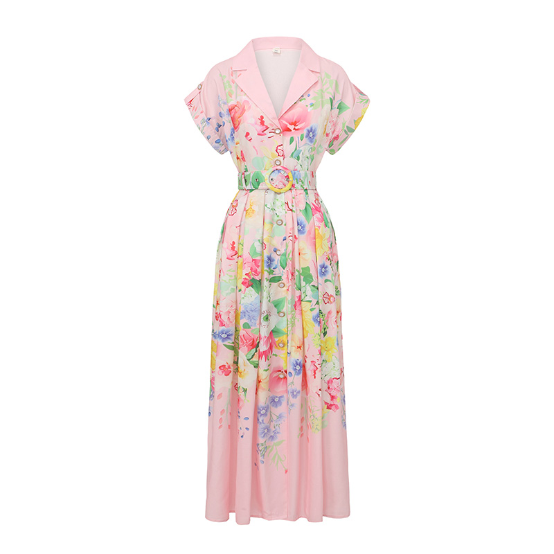 Long spring and summer painting flowers dress
