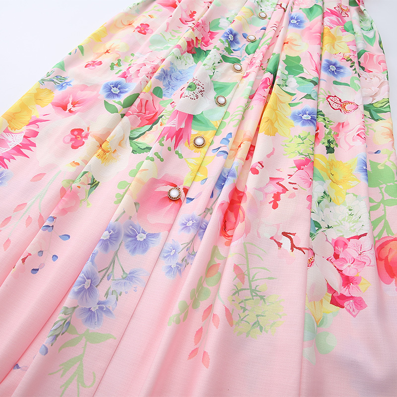 Long spring and summer painting flowers dress