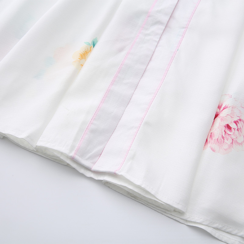 Long painting V-neck flowers spring and summer dress