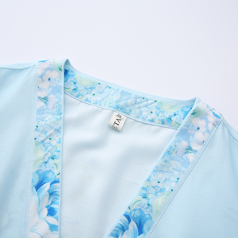 Spring and summer long sleeve painting long flowers dress