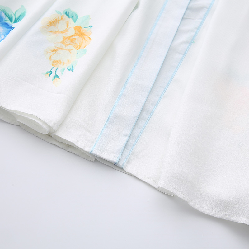 Spring and summer long sleeve painting long flowers dress