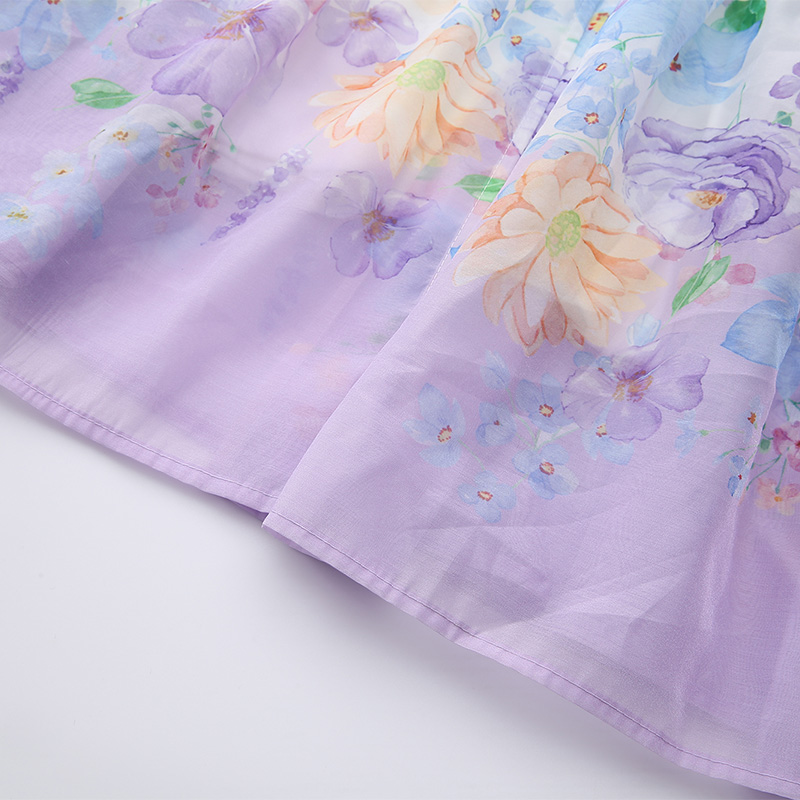 Long sleeve spring long cstand collar painting printing dress