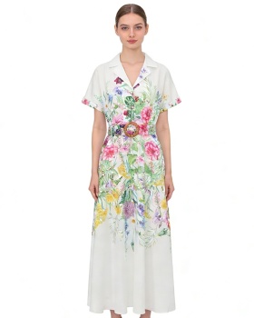 Spring and summer vacation V-neck long painting dress