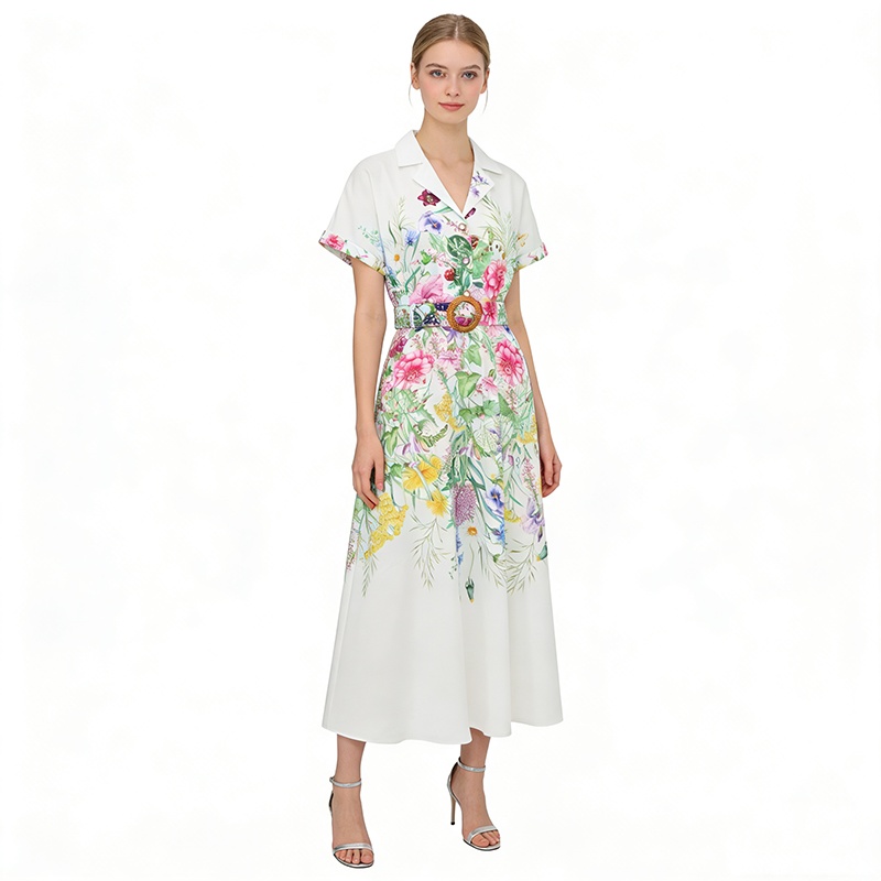 Spring and summer vacation V-neck long painting dress