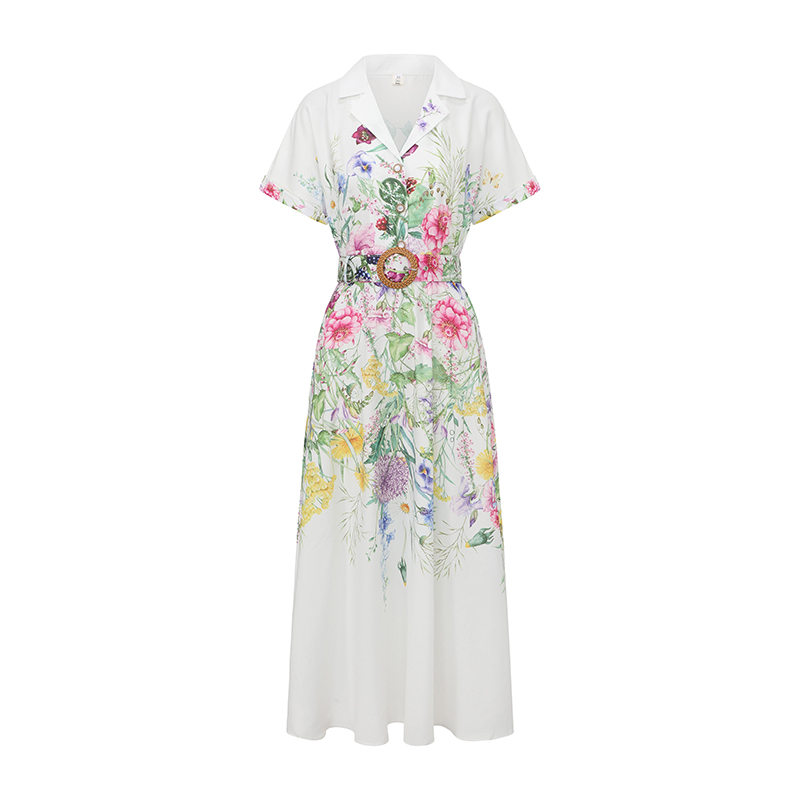 Spring and summer vacation V-neck long painting dress