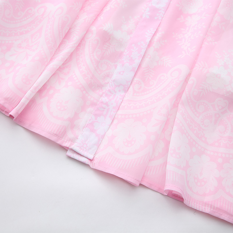 Cstand collar retro spring and summer printing dress