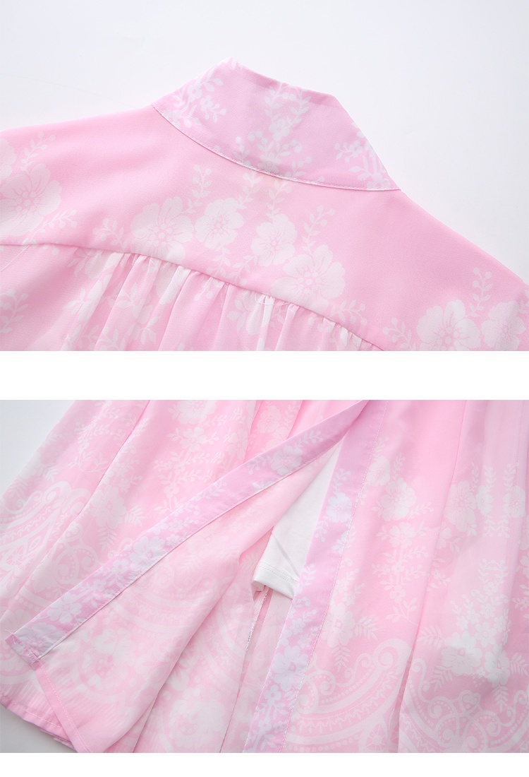 Cstand collar retro spring and summer printing dress