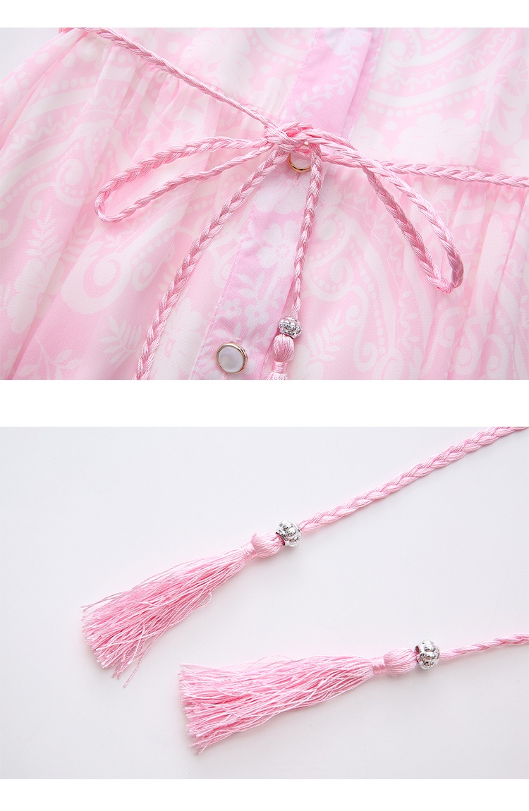 Cstand collar retro spring and summer printing dress