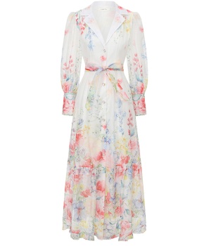 Flowers watercolor shirt long dress