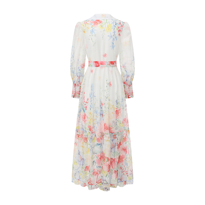Flowers watercolor shirt long dress