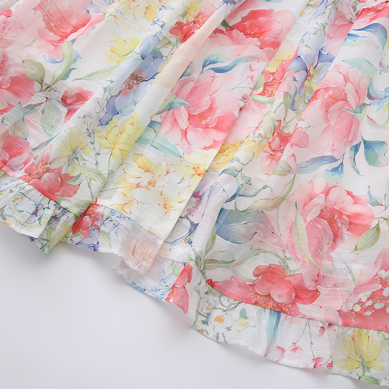 Flowers watercolor shirt long dress