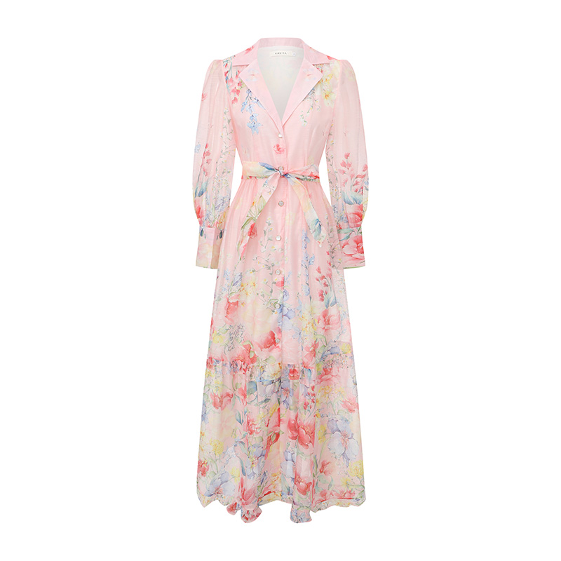 Watercolor flowers dress long shirt