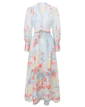 Spring and summer flowers shirt watercolor long dress