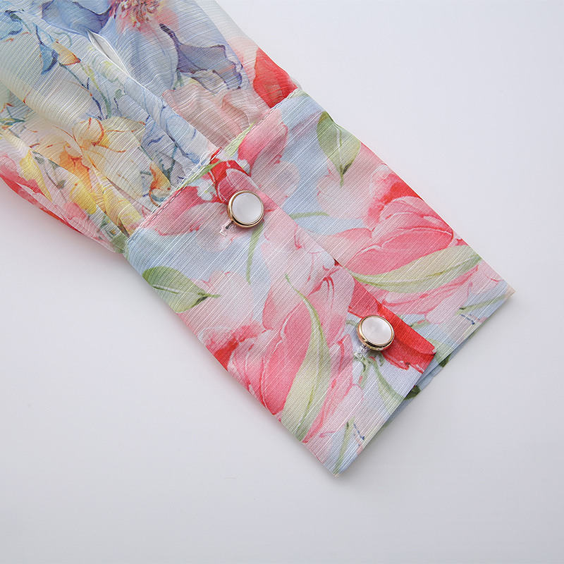 Spring and summer flowers shirt watercolor long dress