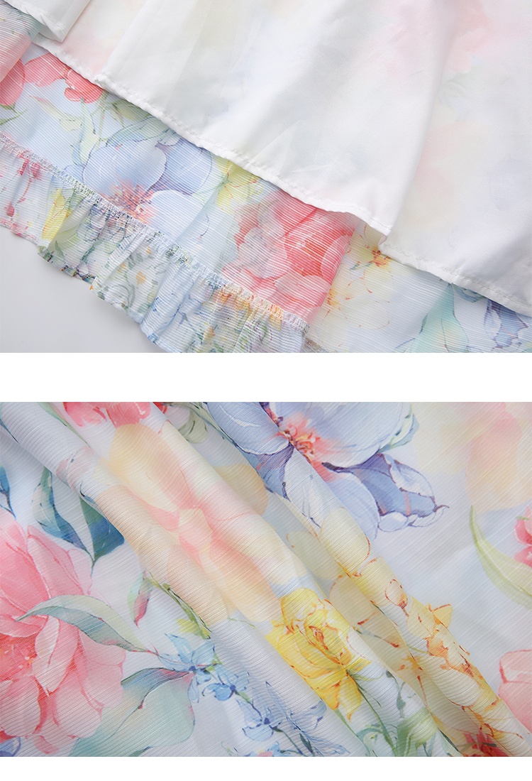 Spring and summer flowers shirt watercolor long dress