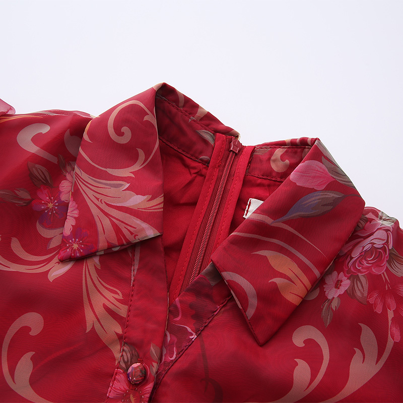 Classical spring short sleeve printing retro dress