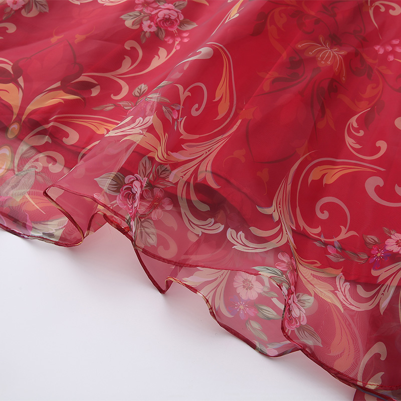 Classical spring short sleeve printing retro dress