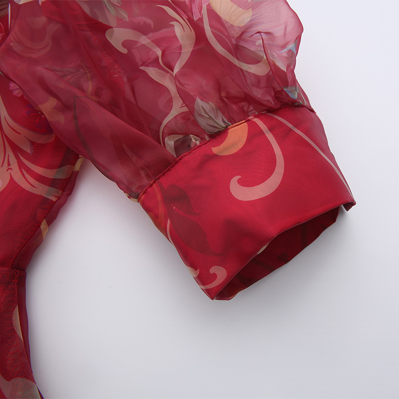 Classical spring short sleeve printing retro dress